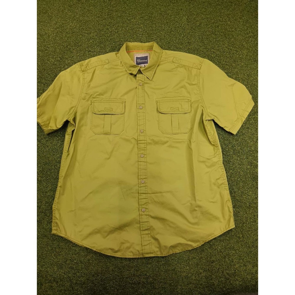 St. John's Bay Shirt Mens XL Olive Green Cotton Pockets Button Up Casual Outdoor